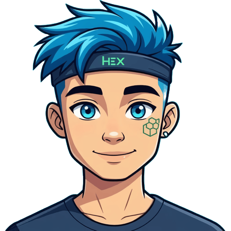 Hex - Web3 community builder avatar with cyan hair